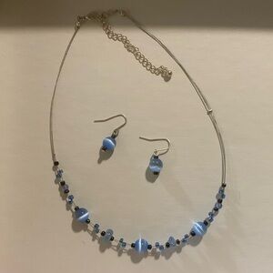 Gorgeous silver and blue necklace and earrings set